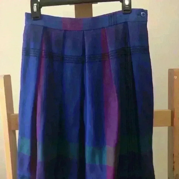 Vintage Diane Von Furstenberg Plaid Pencil Wool Skirt Secretary DVF 27” Waist - Picture 4 of 4